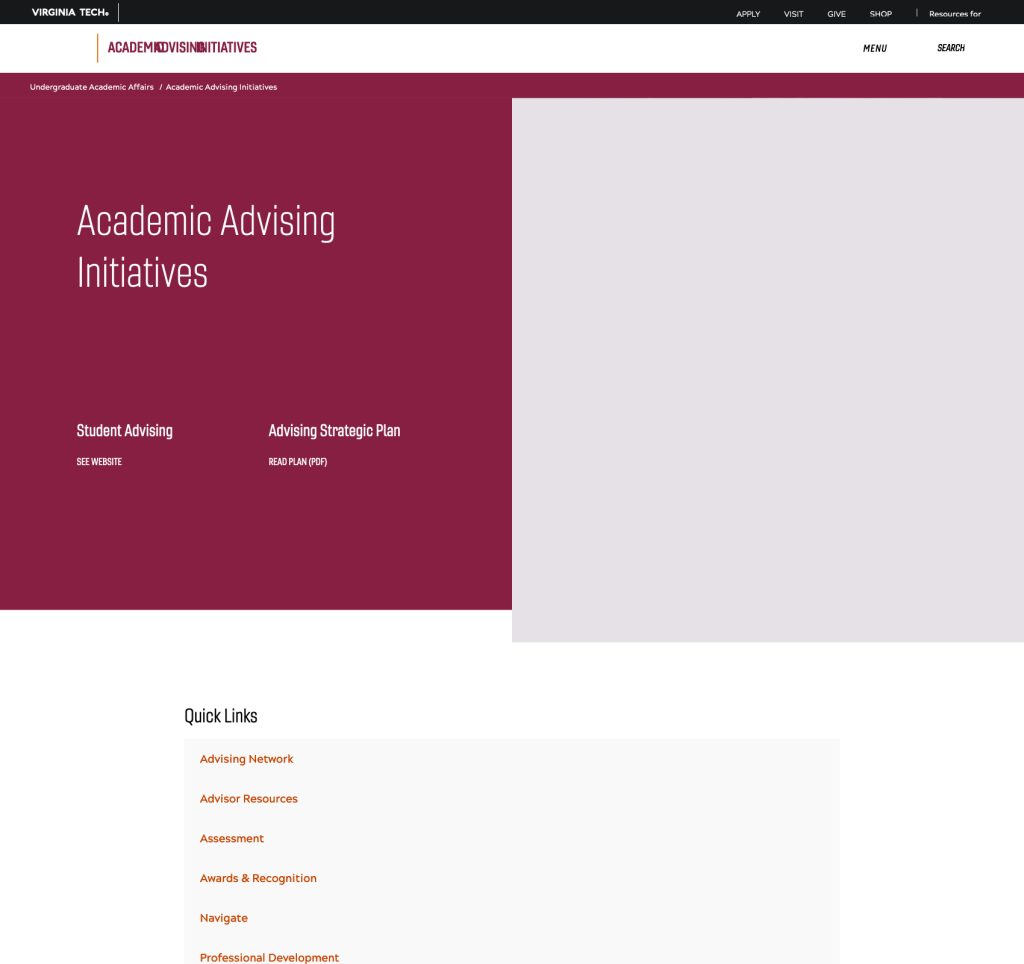 Academic Advising Initiatives Academic Advising Initiatives Virginia Tech