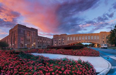 Clouds form over Torgersen Hall