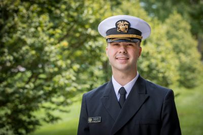 William Boyd, a fourth-year public and corporate Doctor of Veterinary Medicine student also enrolled in the Masters of Public Health Program, was commissioned last week as an Ensign in the United States Public Health Service Commissioned Corps (USPHS). He will join an elite team of more than 6,000 public health professionals.